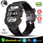 Black 2025 SmartWatch for men and women with GPS, heart rate monitor, sleep tracking, waterproof design, compatible with iOS and Android.