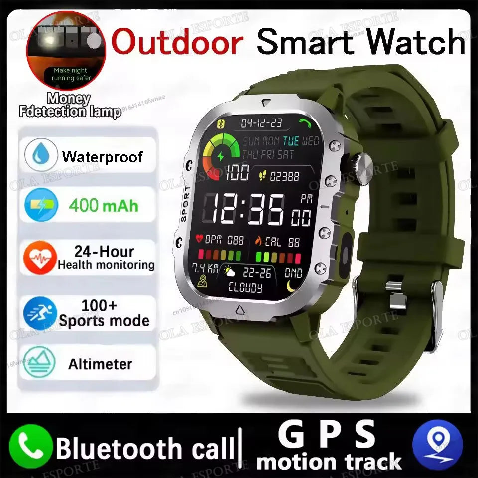 Black 2025 smart smartwatch for men and women with GPS, heart rate monitor, sleep tracking, waterproof design, compatible with iOS and Android.