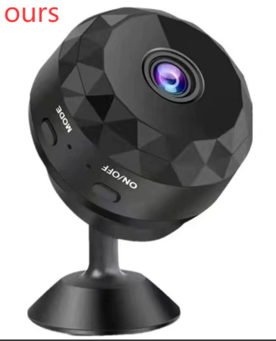 Wireless HD security camera by BackupMyFilesNow.com, black diamond-shaped WiFi surveillance camera for home or office security.