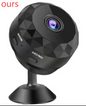 Wireless HD security camera by BackupMyFilesNow.com, black diamond-shaped WiFi surveillance camera for home or office security.