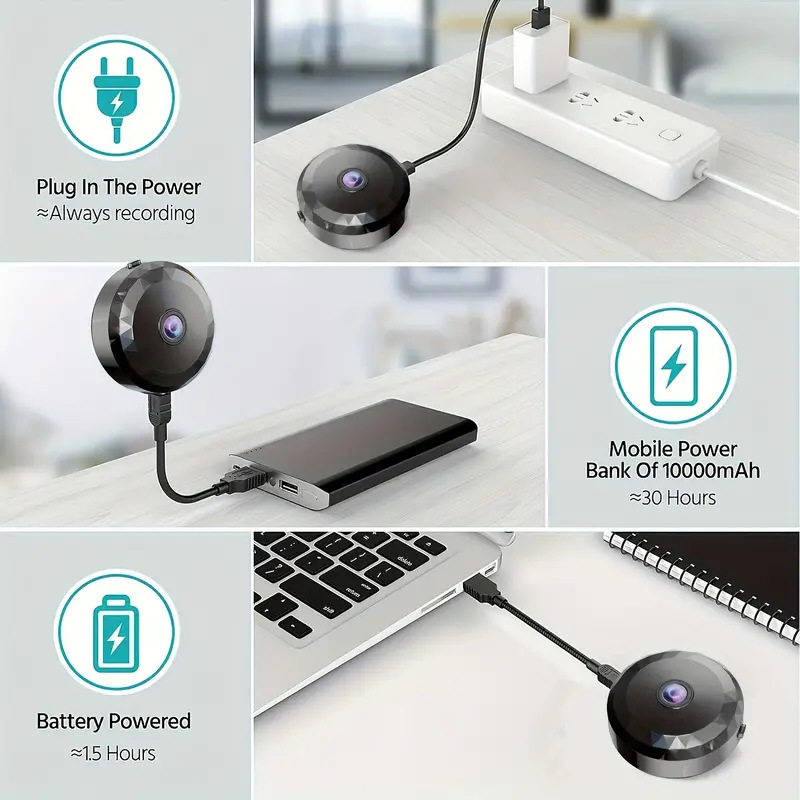 Black wireless network security camera with HD video, designed for WiFi surveillance, featuring a sleek diamond shape.