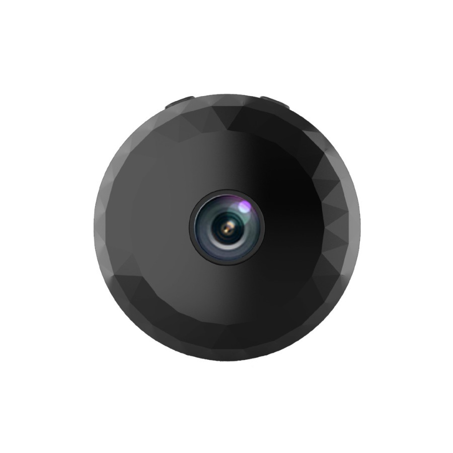 Black wireless HD security camera with WiFi, surveillance capabilities, and diamond design for home or office security.