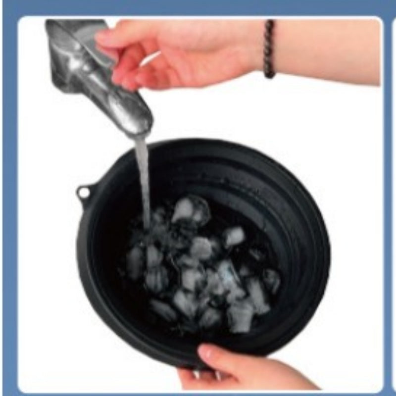 Green collapsible silicone ice basin with handles, 27x26x3.5cm, ideal for cooling and food preparation by BackupMyFilesNow.com.