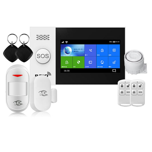 4G smart home security alarm for doors and windows by BackupMyFilesNow.com, with wireless connectivity and power supply.