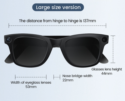AI Camera Smart Glasses from BackupMyFilesNow.com with sleek sunglasses design and built-in discreet camera for capturing images and videos.