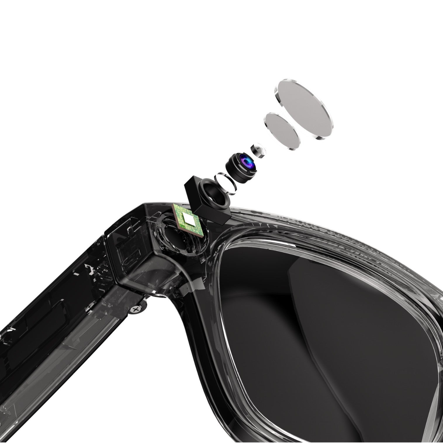 AI Camera Smart Glasses by BackupMyFilesNow.com featuring sleek sunglasses with built-in discreet camera and smart technology.