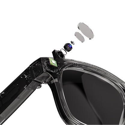 AI Camera Smart Glasses by BackupMyFilesNow.com featuring sleek sunglasses with built-in discreet camera and smart technology.