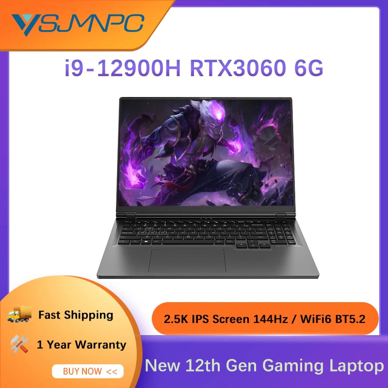 New 12th Gen gaming laptop with 16.1-inch 2.5K IPS display, Intel i9, NVIDIA RTX 3060, RGB keyboard, Windows 11, Wi-Fi 6