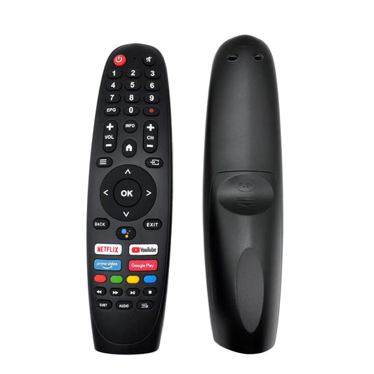 New BackupMyFilesNow.com remote control for SMART TECH Android Smart TV 24HA20T3 65QA20V3, featuring buttons and sleek design
