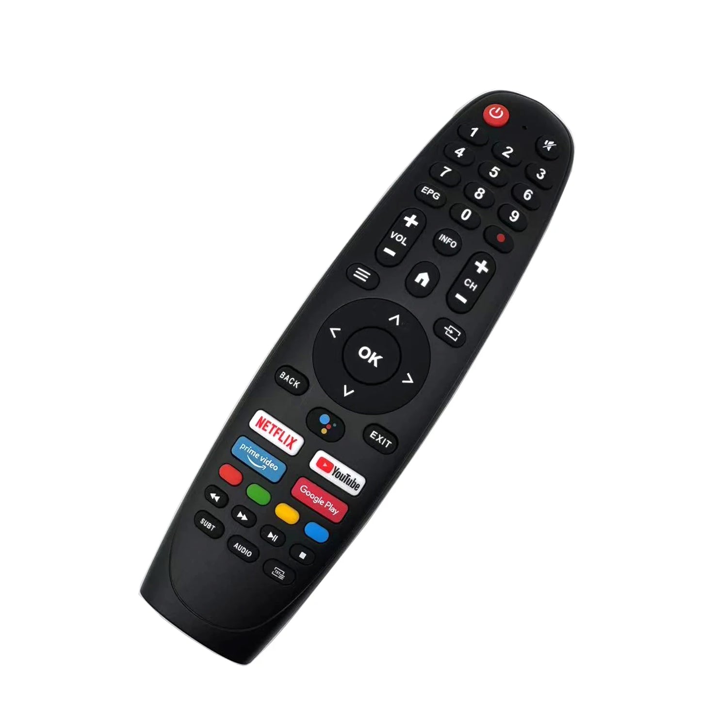 New BackupMyFilesNow Android TV remote control for SMART TECH 24HA20T3 and 65QA20V3 models, with buttons and sleek design.