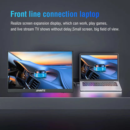 Anmite 16-inch portable monitor with 1200P HDR display, optional touch, suitable for gaming consoles, PC, and mobile devices.