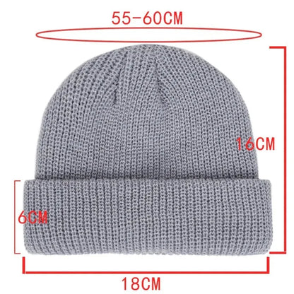 Navy blue knitted beanie cap for men and women, wool fashion skullies hat, warm and simple for autumn winter wear.