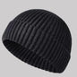 Navy blue knitted beanie hat for men and women, warm wool winter cap with simple style, suitable for autumn and winter.