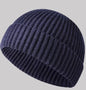 Navy blue knitted beanie cap for men and women, warm wool fashion skullies hat, suitable for autumn and winter.