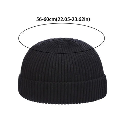 Gray unisex knitted winter beanie hat for women and men, casual elastic skullcap for autumn, stylish and warm.