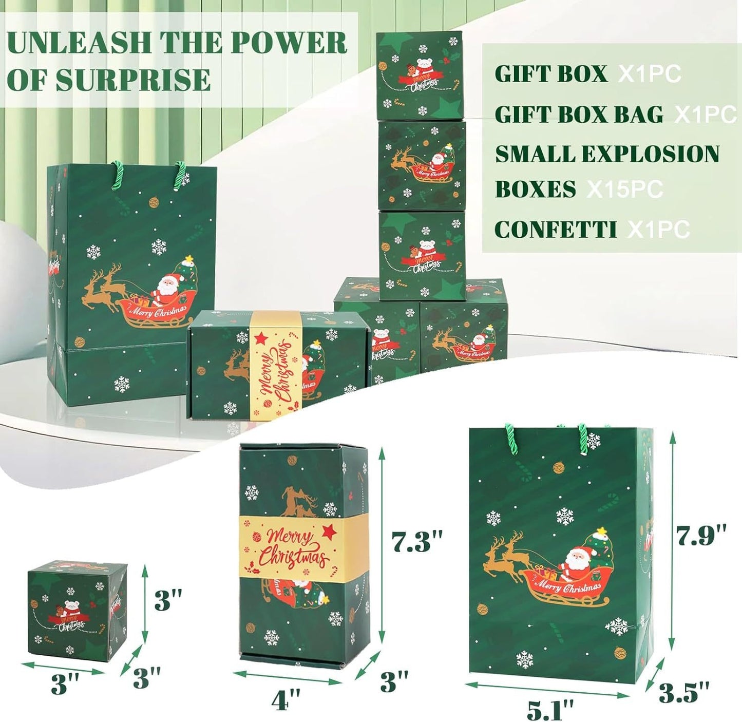 Olive green Surprise Jump Box by BACKUPMYFILESNOW.COM® with 16 bounce boxes for fun and entertainment.