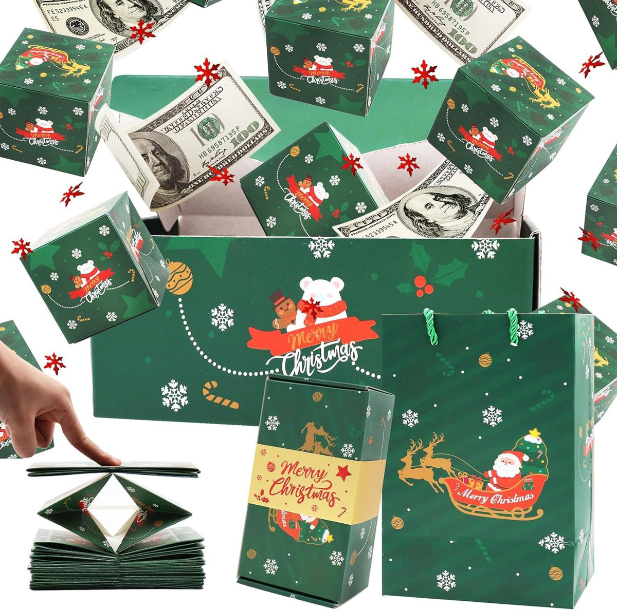 Olive green Surprise Jump Box by BACKUPMYFILESNOW.COM® with 16 bounce boxes for fun and active play.