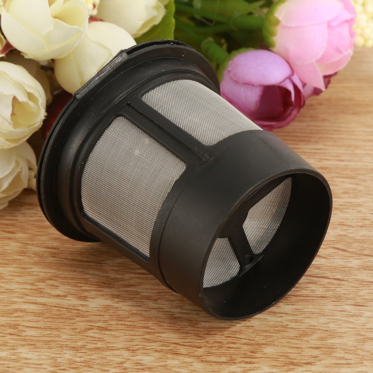 BackupMyFilesNow.com® coffee filter cup with K-Cup coffee filter accessories, showing the filter cup and accessories for brewing.