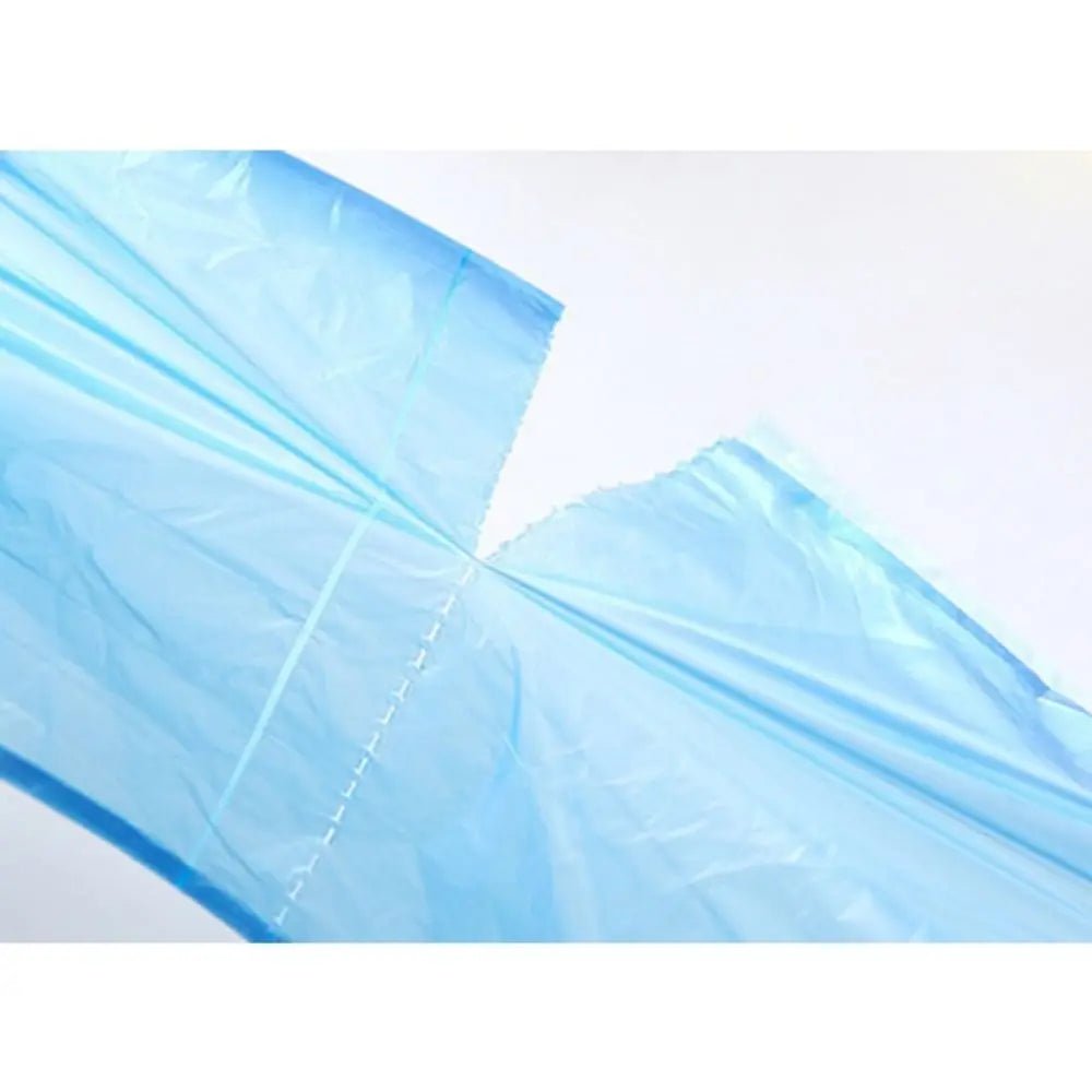 Set of five purple durable disposable trash pouches, 45x50cm household garbage bags for waste storage and cleaning.