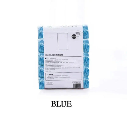 Five purple durable disposable trash pouches, 45x50cm household garbage bags, thick and breakpointed for cleaning waste.