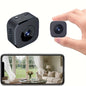 Mini 4K HD WiFi security camera with 2-way audio, infrared night vision, motion detection, and compact design for home surveillance.