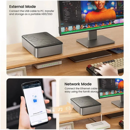 ORICO 3.5-inch SATA hard drive enclosure with USB-C for NAS network storage and personal cloud server use.
