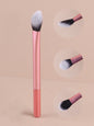 Pink eyeshadow makeup brush with soft bristles for blending and eyelid application, ideal for eyebrows and eyeshadow blending.