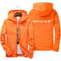 Men's SpaceX logo hoodie by BACKUPMYFILESNOW.COM®, casual spring/autumn zip-up jacket with protective racing style design.
