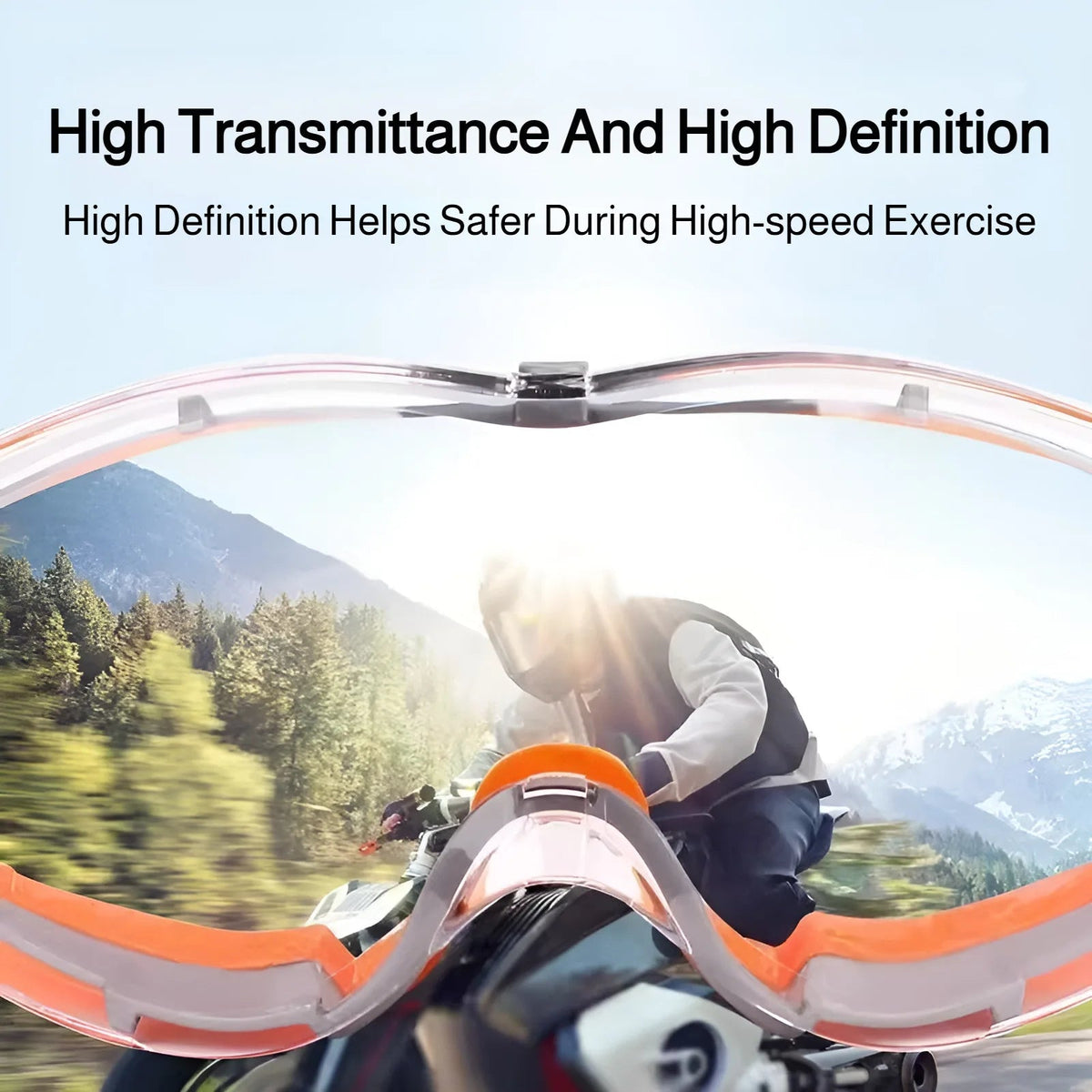 Orange safety glasses with clear lenses, anti-fog, splash-proof, dust-proof, and windproof protective eyewear for industrial work.