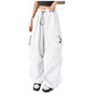 Orange camo cargo pants for women with large pockets, high waist, straight fit, and relaxed, baggy style for hiking and casual wear.