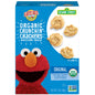 Earth's Best Organic Sesame Street toddler crackers in a 5.3 oz box, wholesome organic snacks for kids aged 2 and older.