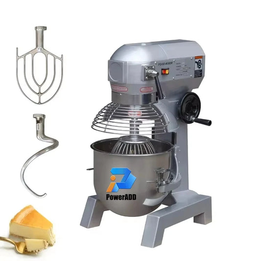 High-efficiency 340W spiral flour dough mixer for bakery use, featuring heavy-duty stainless steel mixing bowl and control panel.