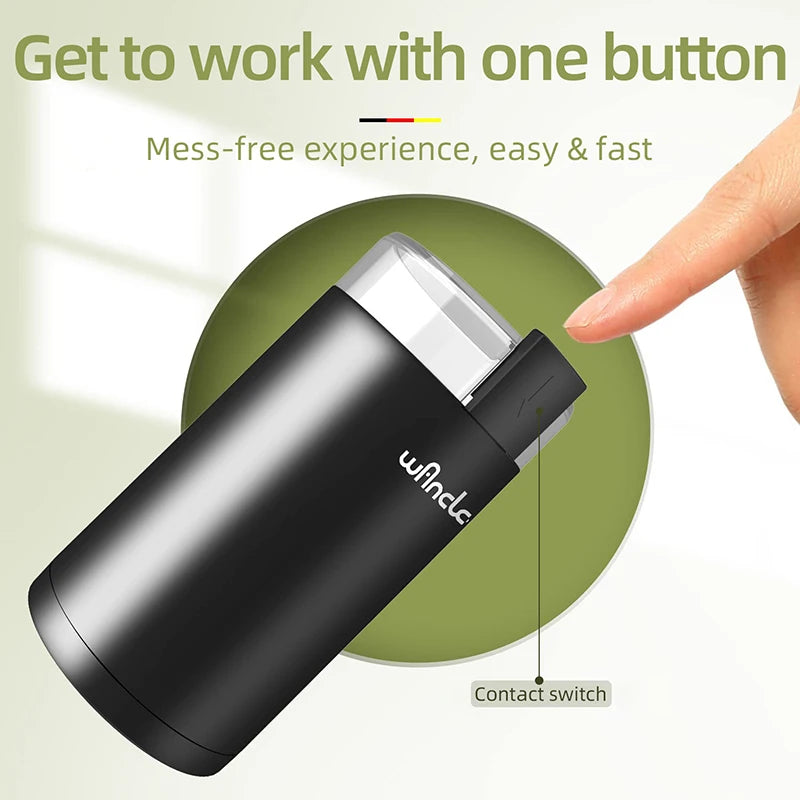 Black BackupMyFilesNow.com 200W high-power coffee grinder for household use, multifunctional coffee bean grinding machine with US charger