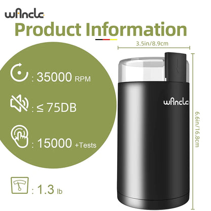 Black 200W high-power coffee grinder by BackupMyFilesNow for household use, multifunctional with 220V/120V options, kitchen appliance