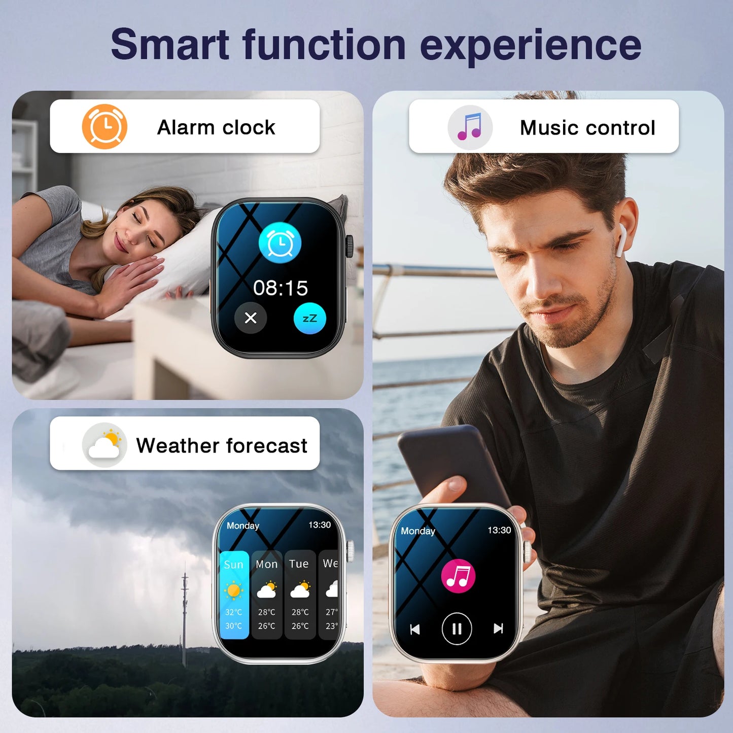 Black BackupMyFilesNow.com smart watch with 2.02-inch HD display, wireless calling, fitness tracking, alarms, and music control.