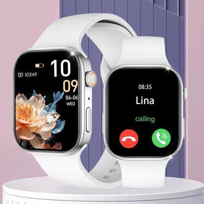 BackupMyFilesNow.com black smart watch with 2.02-inch HD display, wireless calling, fitness tracking, notifications, and music control.