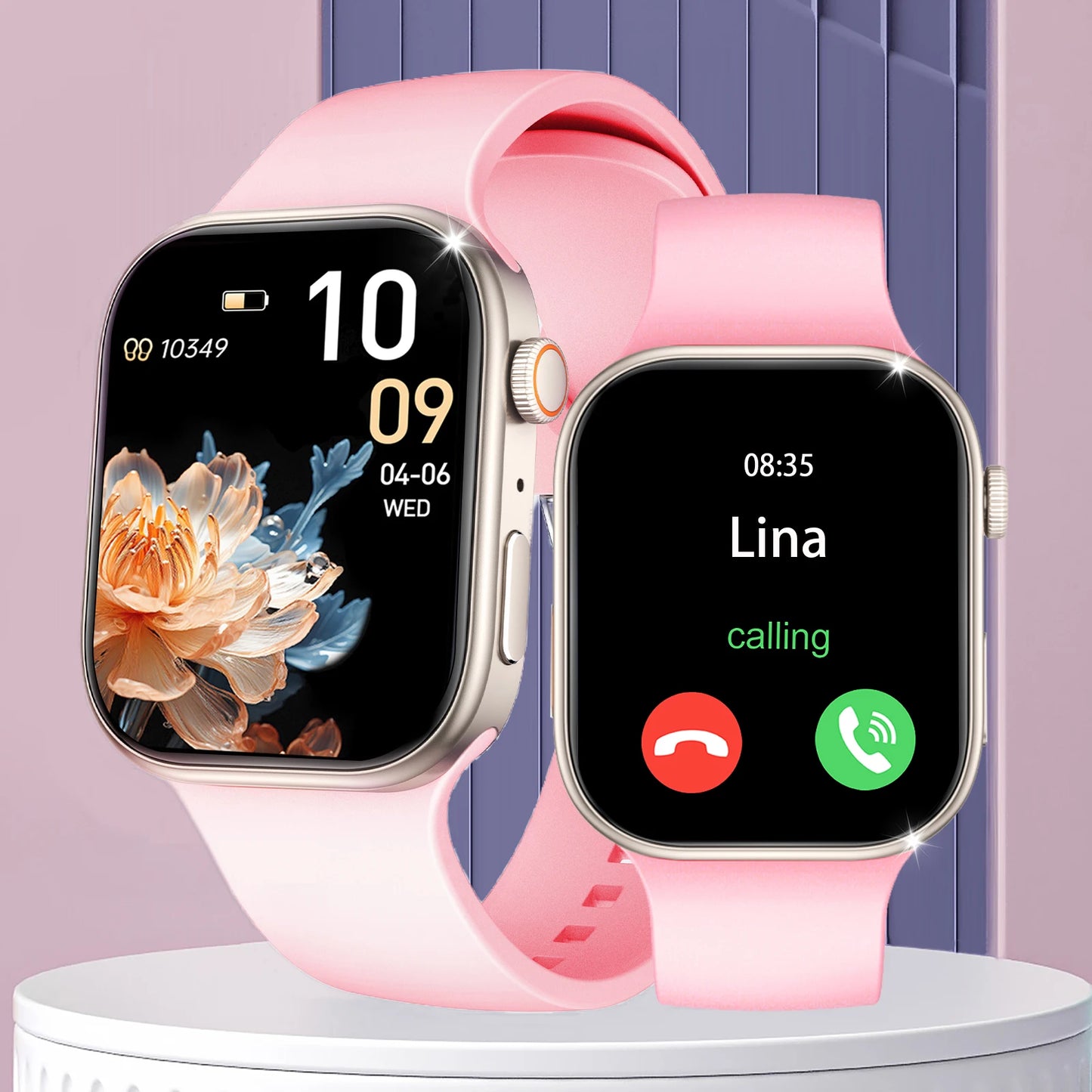 Black BackupMyFilesNow.com smart watch with 2.02-inch HD display, wireless calling, fitness tracking, message alerts, and music control.