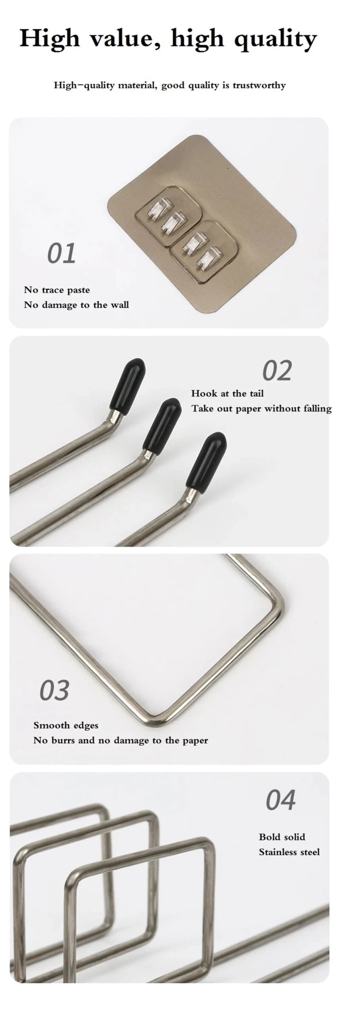 Two adhesive kitchen paper towel holders and toilet paper racks by BACKUPMYFILESNOW.COM®, mounted on a cabinet for tissue and napkin storage.