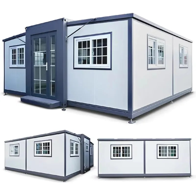 Modular container house by BACKUPMYFILESNOW.COM® showing a 20ft prefab foldable tiny home for resort camping.