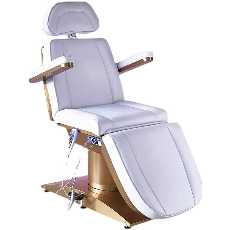 Metal-based beauty salon bed with 3 or 4 motors, manual and remote control, ideal for professional spa and beauty treatments.