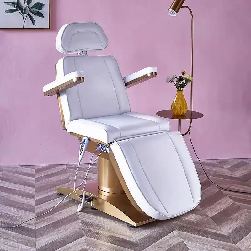 Metal base beauty salon bed with 3 or 4 motors, manual and remote control for adjustable comfort and professional spa treatments.