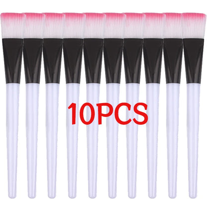 Pink beauty facial mask brushes set with soft hair applicators for DIY face masks, makeup, and spa facial care tools.