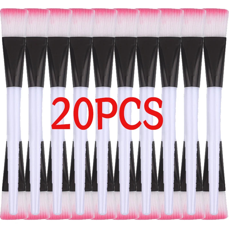 Pink DIY facial masks brushes set with soft bristles for face masks, makeup application, and spa facial care tools.