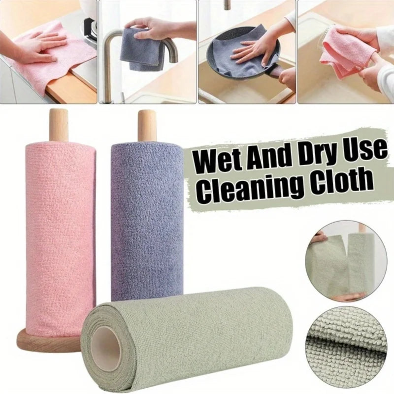 Pink microfiber cleaning cloths on a roll, 20 reusable kitchen towels, multi-sided household cloths from BackupMyFilesNow.com
