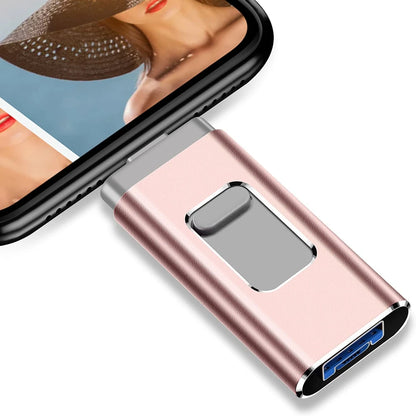 Pink 256GB iPhone and Android compatible 3.0 USB flash drive with 128GB and 256GB storage, Micro memory stick for mobile phones.