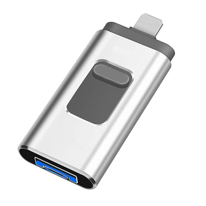 Pink 256GB iPhone and Android compatible 3.0 USB flash drive with 128GB and 256GB micro memory storage for mobile phones.