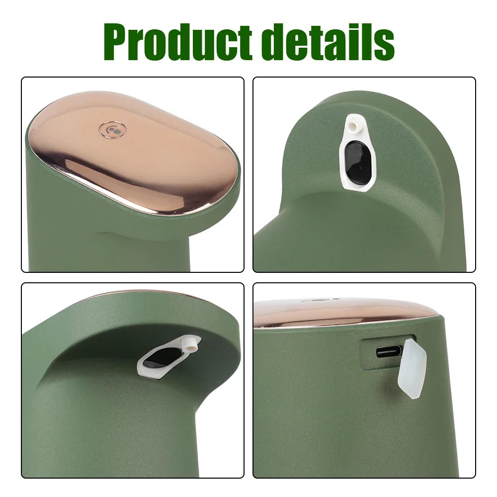 Pink 450ml foam liquid soap dispenser by BackupMyFilesNow.com, touchless, USB rechargeable, portable automatic foaming for bathroom or kitchen
