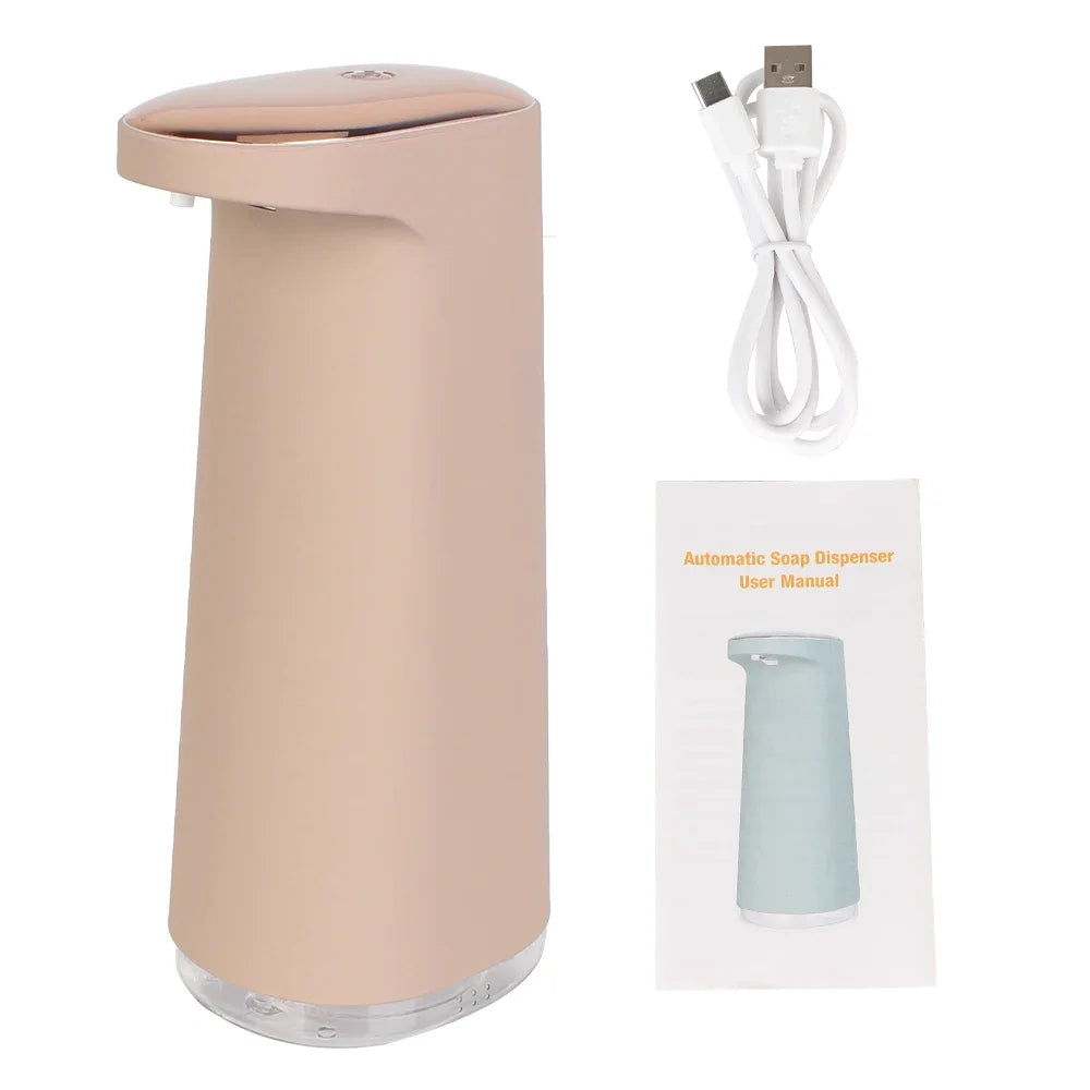 Pink 450ml foam liquid soap dispenser from BackupMyFilesNow.com, touchless, USB rechargeable, portable, automatic for bathroom and kitchen