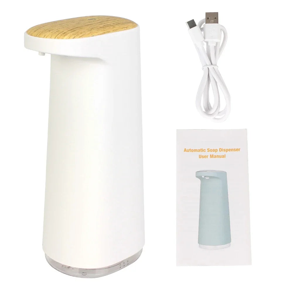 Pink 450ml foam liquid soap dispenser by BackupMyFilesNow.com, touchless, USB rechargeable, portable, automatic foaming for bathroom and kitchen