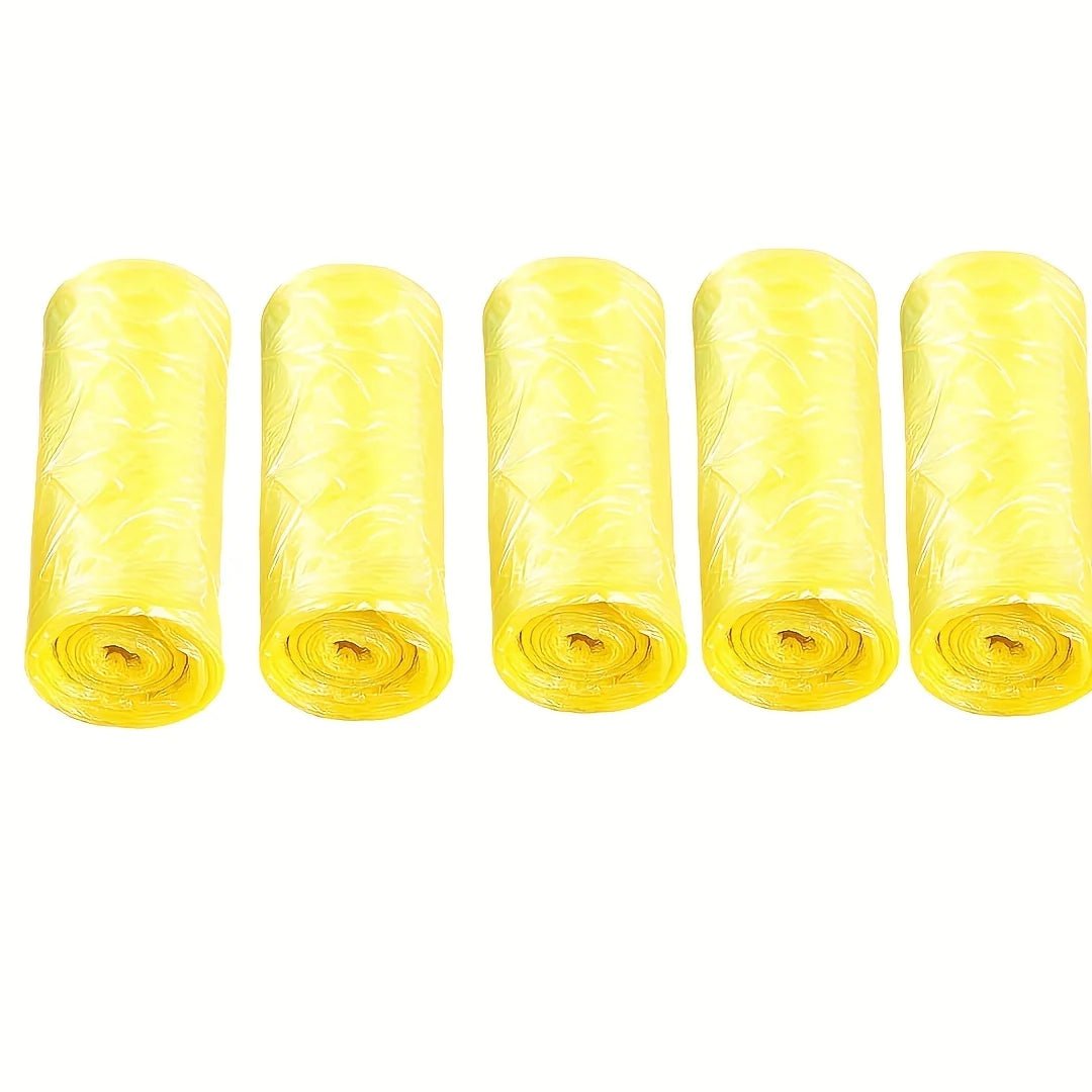 Set of 5 rolls of BACKUPMYFILESNOW.COM® 4-gallon bathroom trash bags with 75 disposable thin trash bags for kitchen and bathroom use